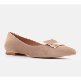 Marco Shoes Ballerinor med dekorativ tunga beige 1