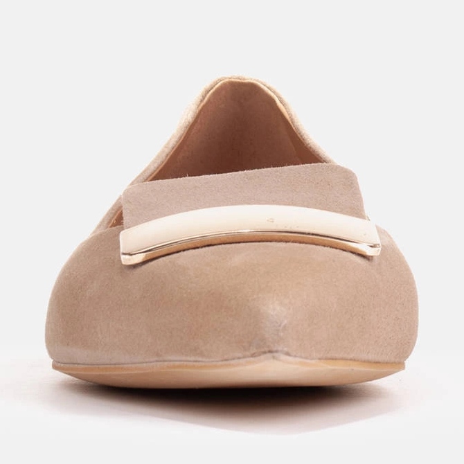 Marco Shoes Ballerinor med dekorativ tunga beige 2