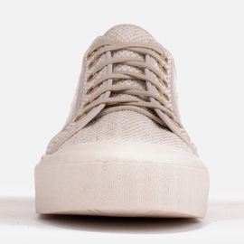Marco Shoes Tyg sneakers med guldtråd beige 1