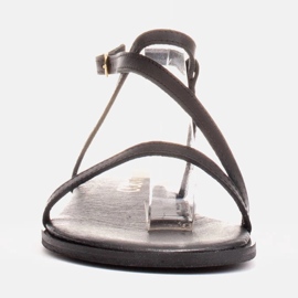 Marco Shoes Lädersandaler med platt botten svart 2