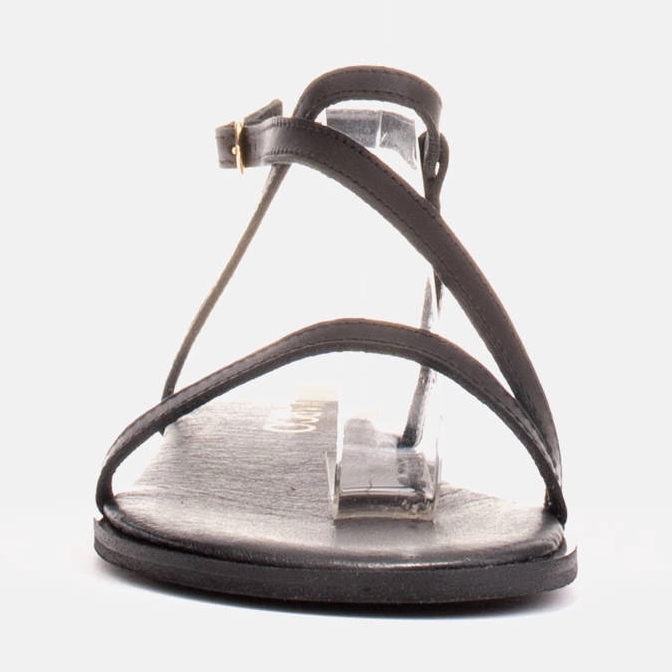 Marco Shoes Lädersandaler med platt botten svart 2