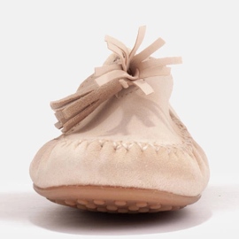 Marco Shoes Ballerinamockasin i beige mocka 2