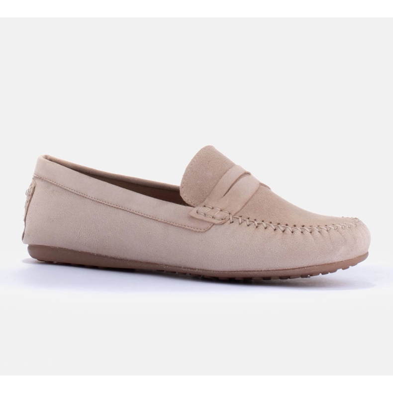 Marco Shoes Klassiska loafers i mjuk mocka beige 1