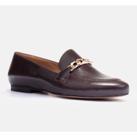 Marco Shoes Ballerinor med guldkedja brun 2