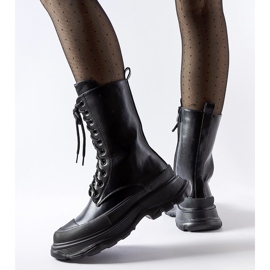 Svarta arbetarskor med tjock svart Crosia-sula 1