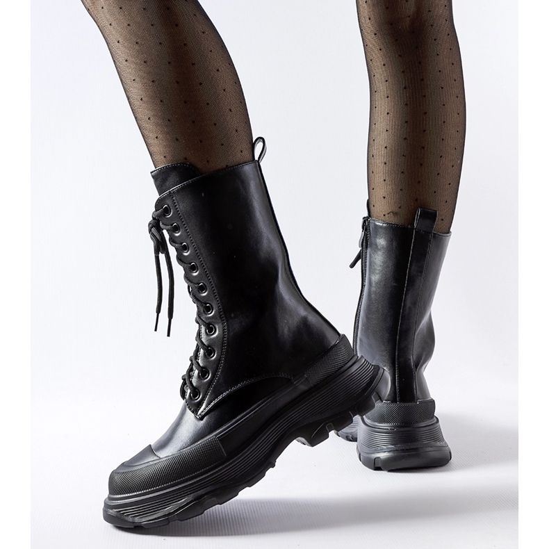 Svarta arbetarskor med tjock svart Crosia-sula 1