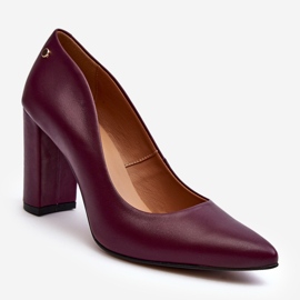 Läderpumps på hög klack Laura Messi 2624/228 Burgundy röd 1