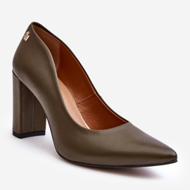 Läderpumps på hög klack Laura Messi 2624/227 Mörkgrön 1