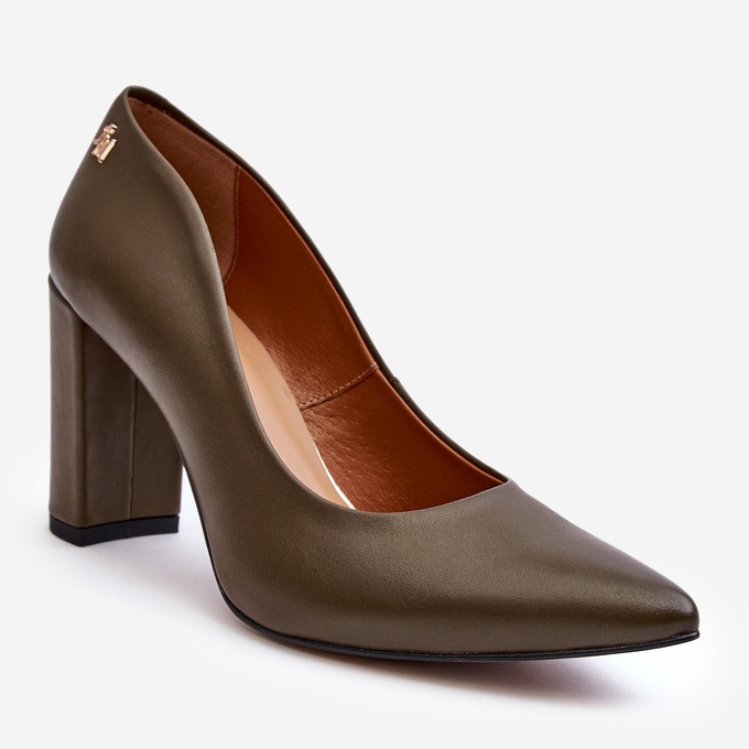 Läderpumps på hög klack Laura Messi 2624/227 Mörkgrön 1