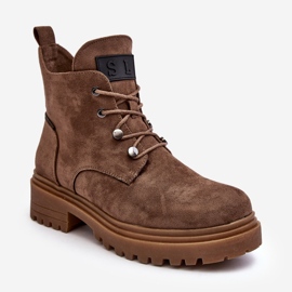 Sergio Leone Låga varma stövlar för kvinnor med dragkedja, mörkbeige Cameronia 1