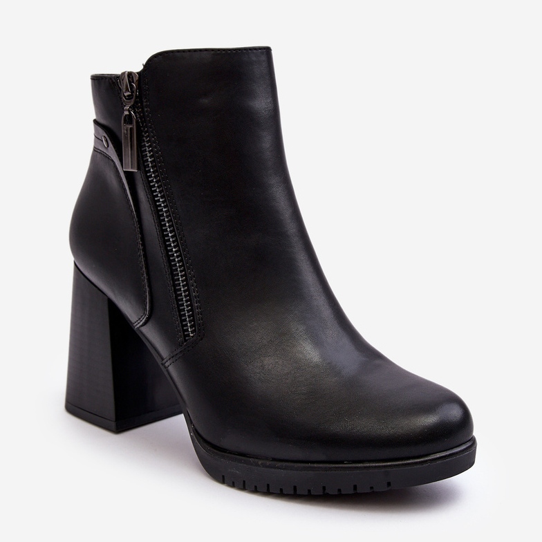 Sergio Leone Högklackade ankelstövlar för kvinnor med dragkedjor Svart Ryelle 1