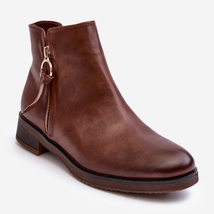 Läder platt stövlar för kvinnor Brun Vasica 1