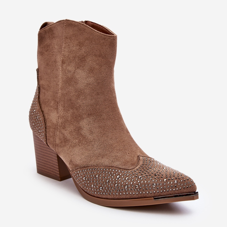 FS1 Dam dekorerade cowboystövlar på en högklackad Beige Eleduana 1