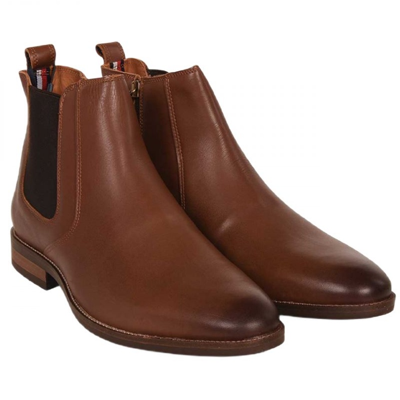 Tommy Hilfiger Essential Hilfiger Lth Chelsea M skor FM0FM04182 brun 1