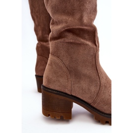 WS1 Lågklackade stövlar över knä, brun Beveta 2