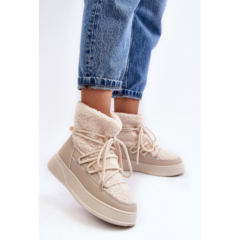 FG2 Snöskor för plattform för kvinnor ljusbeige Ahatissa 1
