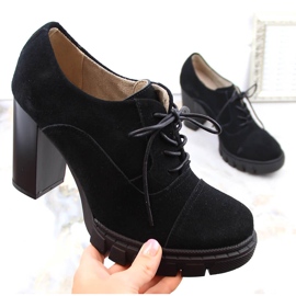 Svarta damskor i mocka med hög klack och plattform, Filippo DP4918 1