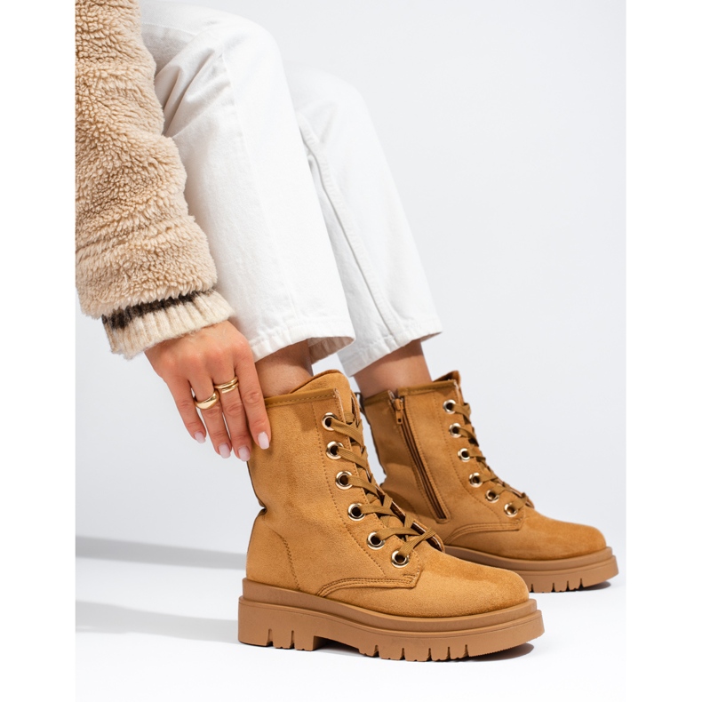 Shelovet kvinnors kamelmocka arbetare brun 1