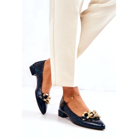 Alberto Violli Snake Ballerinaskor i läderpatent med kedja, grön 3