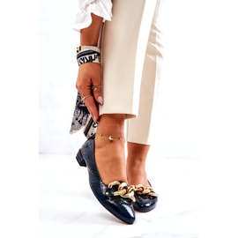 Alberto Violli Snake Ballerinaskor i läderpatent med kedja, grön 1