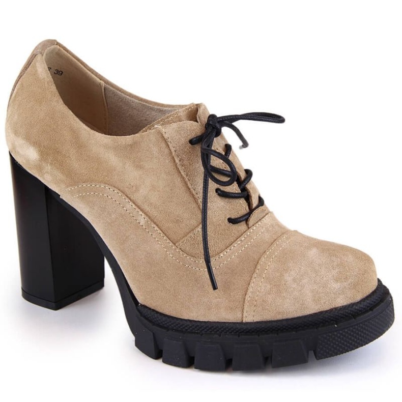 Filippo W PAW473B beige läderskor med hög klack och plattform 1