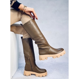 Hewes Army Green chunky boots grön 2