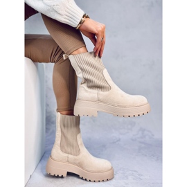 Winters Beige elastiska ankelboots 2