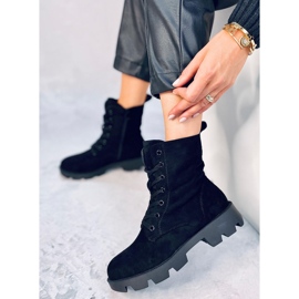 Pansy Svarta arbetsstövlar i mocka 2