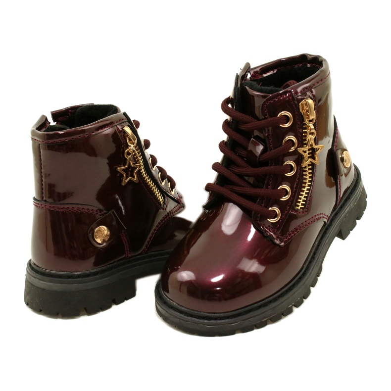 Miss Flickstövlar, lack, stjärna 23DZ23-6593, vinröd 4