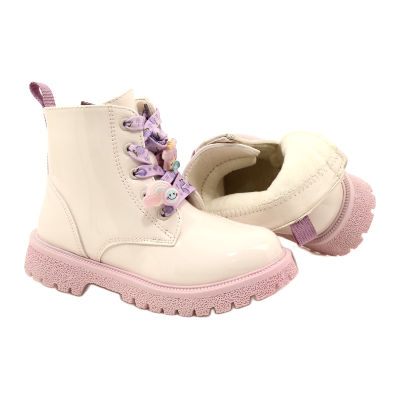 Lackade stövlar med dekorativa manschettknappar Miss 23DZ23-6582 beige 4