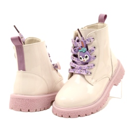 Lackade stövlar med dekorativa manschettknappar Miss 23DZ23-6582 beige 3