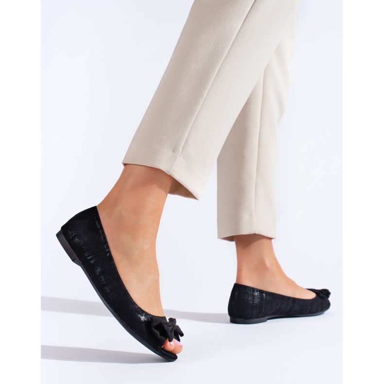 Goodin Ballerinor med öppen tå med rosett svart 1