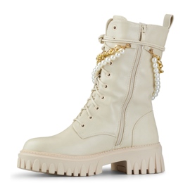 Beige dambaggies med löstagbar dekoration 1