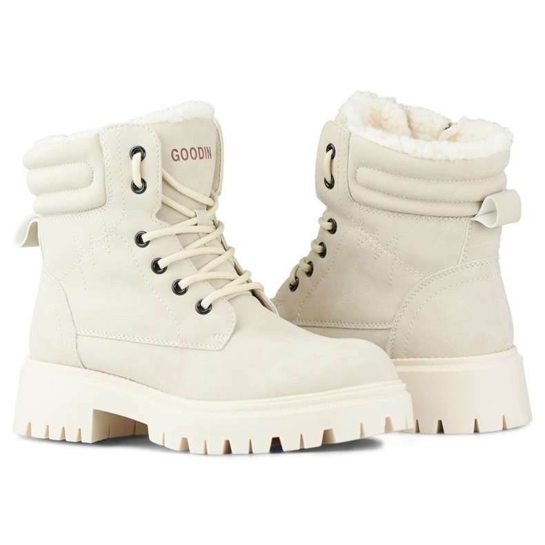 Beige isolerade damvandringskängor 1