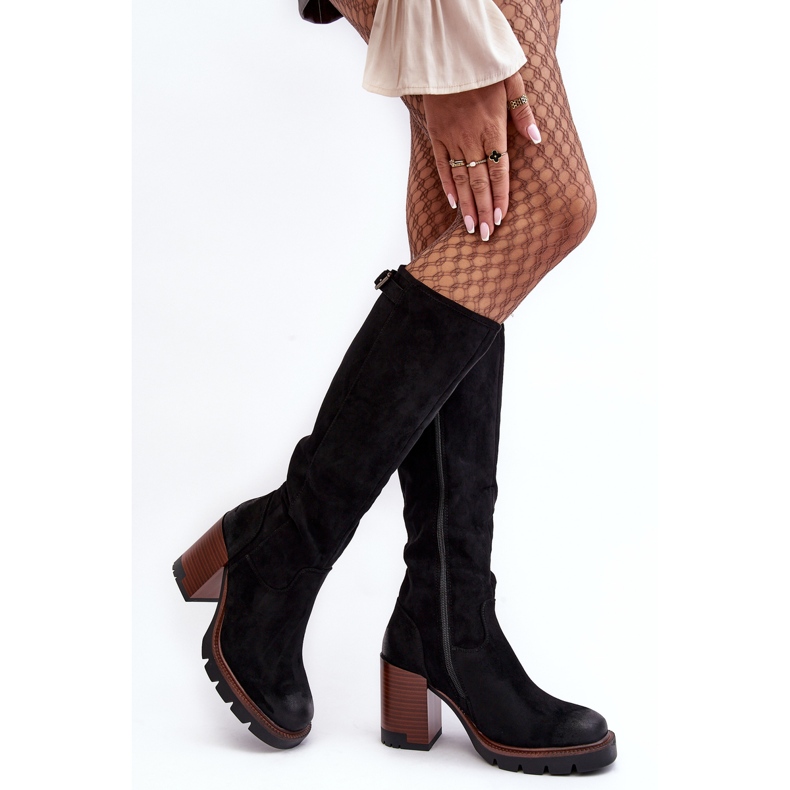 Vinceza Kvinnors svarta Alzeta Isolerade Chunky högklackade stövlar 2