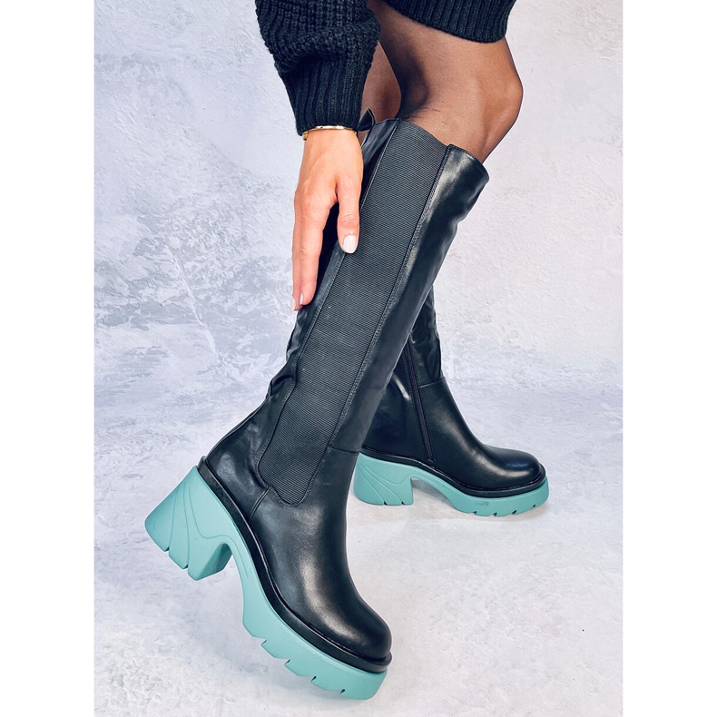 Stövlar med färgad sula från Woods BLACK/GREEN svart 1