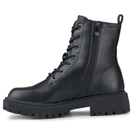 Svarta damskor i ekoläder med snörning 2