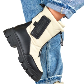 Beige snökängor för kvinnor med svart sula 1