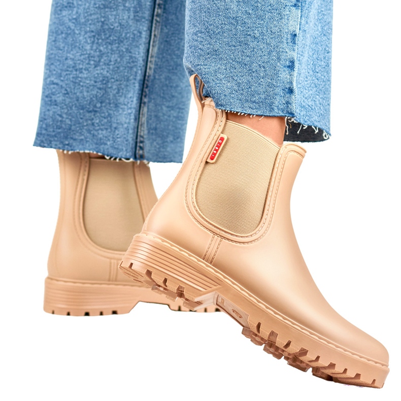 Beige Wellington-stövlar för kvinnor 1