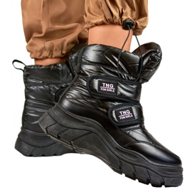 Svarta snöstövlar för kvinnor med kardborreband 1