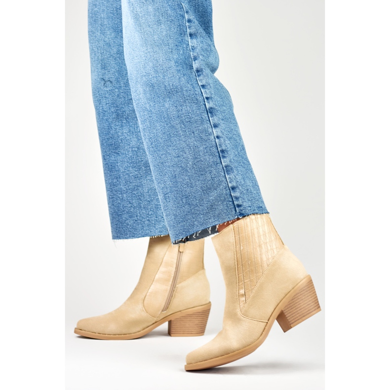 Beige cowboystövlar för kvinnor 2