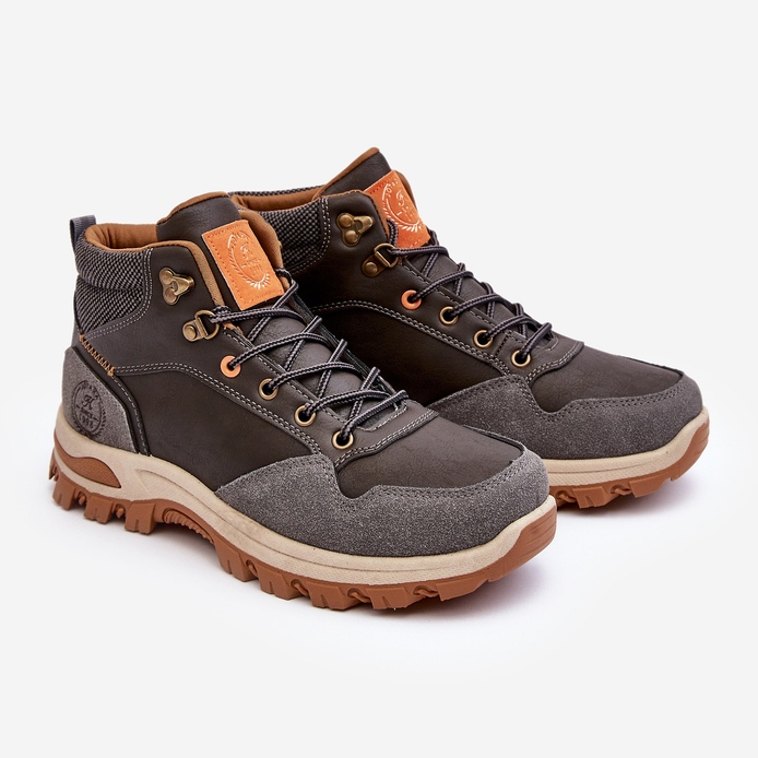 Trapper vandringsskor med snörning för män Grå Salomene 1