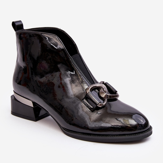 Vinceza Patentklackat damskor med låg klack, isolerade, svarta lösa 1