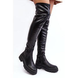 Vinceza Flat Over-the-Knee Boots för kvinnor Svart Lilien 1