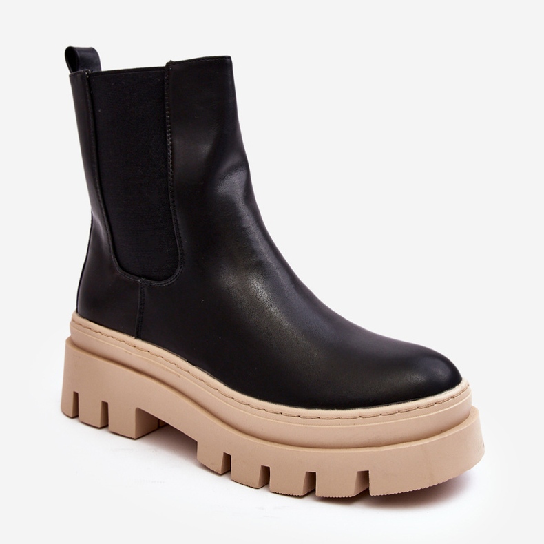 Vinceza Arbetarstövlar för kvinnor svart och beige Loretta 1