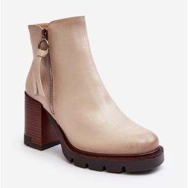 Vinceza Ankelstövlar i läder för kvinnor Beige Brittney 1
