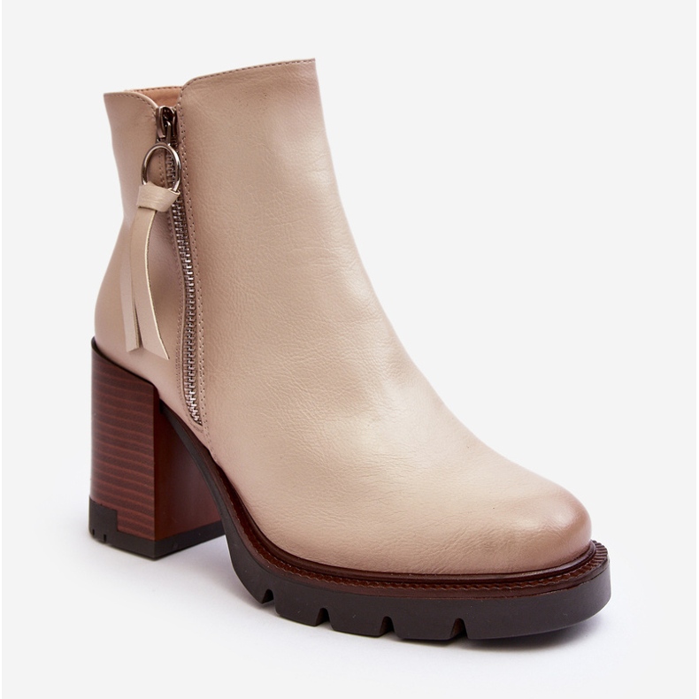 Vinceza Ankelstövlar i läder för kvinnor Beige Brittney 1