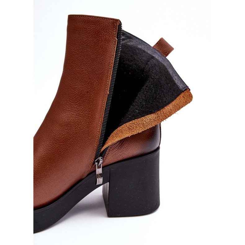 Lemar Littosa Lemar Littosa Stövlar i läder på en massiv klack med dragkedjor brun 2