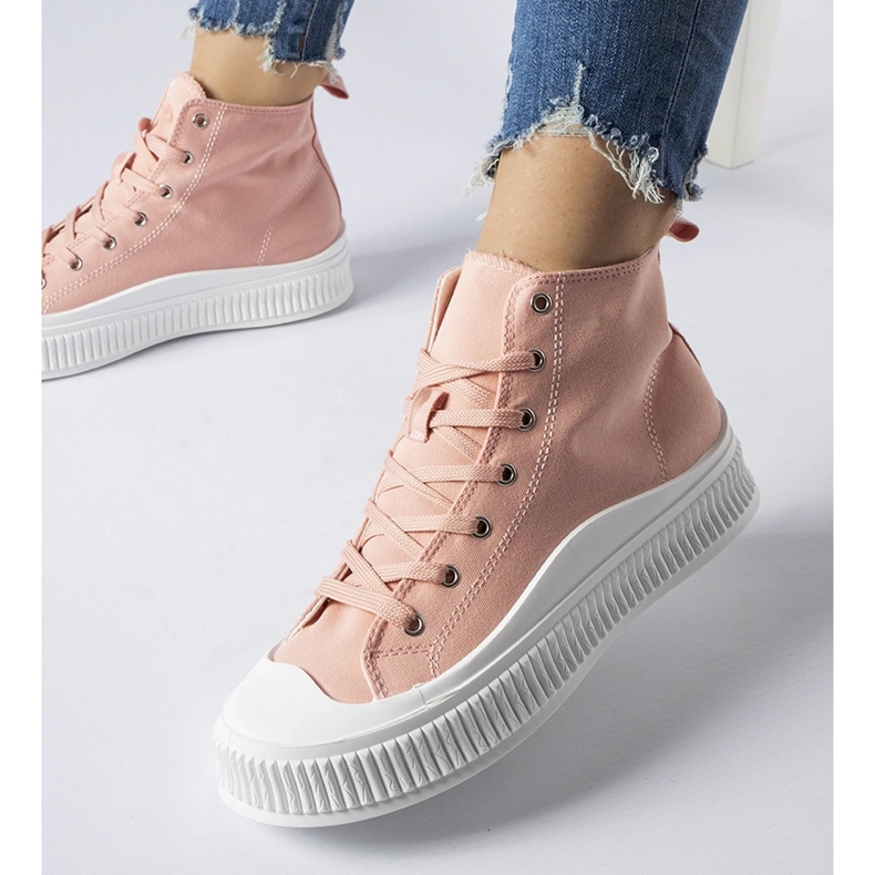 Rosa Guerrino sneakers med hög plattform 1