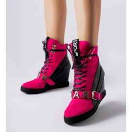 Rosa och svarta Pugliesi wedge sneakers 1